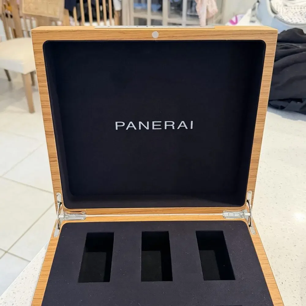 Panerai Brown Wood 6 Watches Display Presentation Storage Box Case Velvet Luxury
